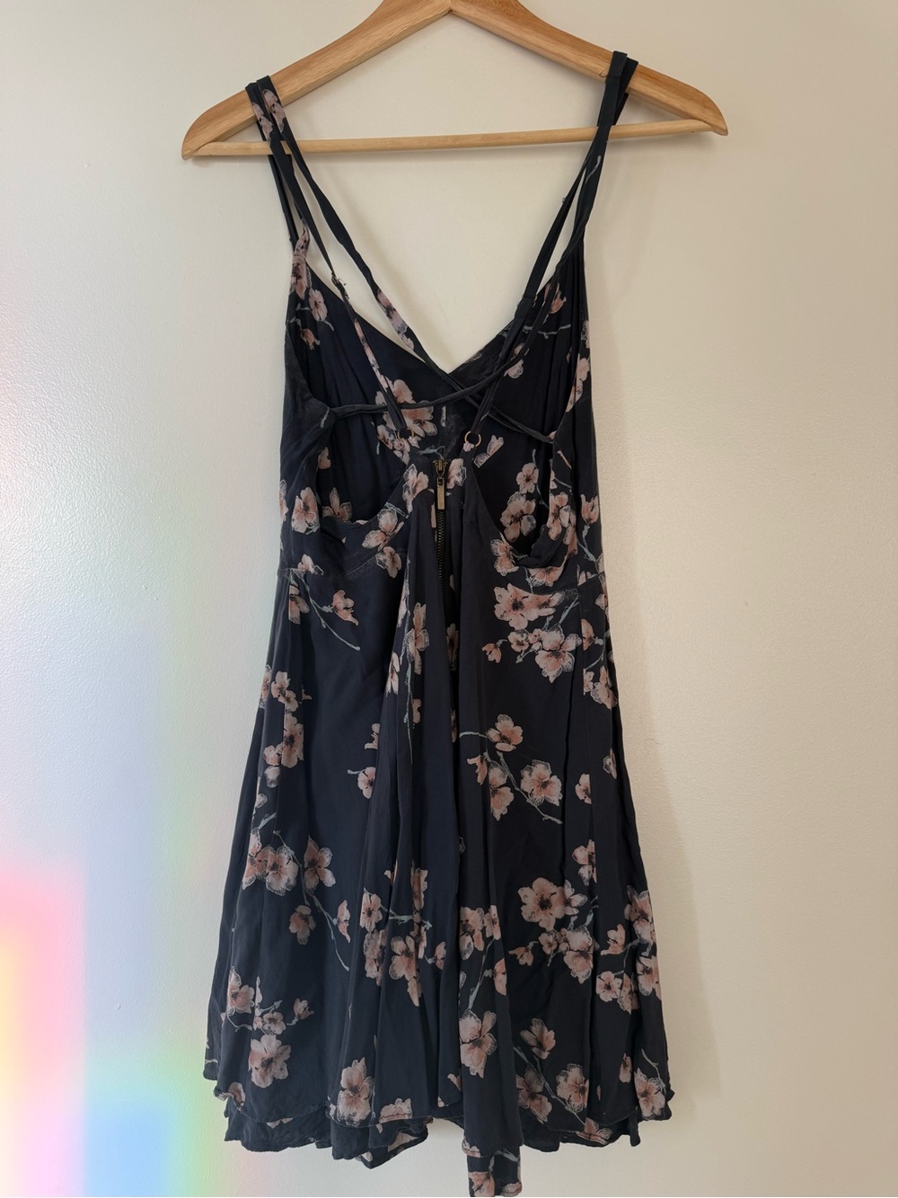 Kimchi Blue Navy Floral Slip Dress with Blush Blooms